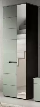 Inn.Furn Cooper Garderobenschrank mit Spiegel, salbeigrün/basaltgrau, 65x190cm (GE70134-01)