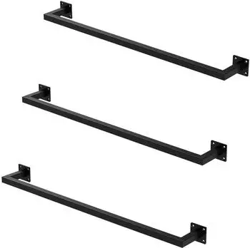 ML-Design Kleiderstange Wandmontage, Stahl, schwarz, 3er-Set (490011755)