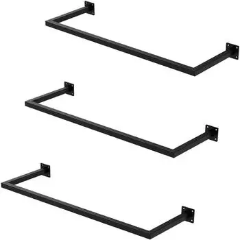 ML-Design Kleiderstange U-Form Wandmontage, Stahl, schwarz, 30x90cm, 3er-Set