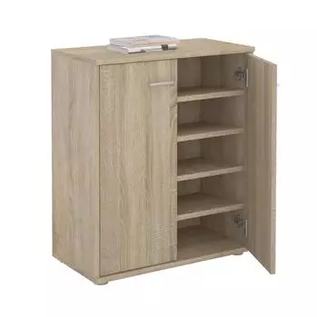 Caro M&ouml;bel Lennis Schuhschrank 2 T&uuml;ren, 4 Einlegeb&ouml;den, Sonoma Eiche, 60x70x35cm
