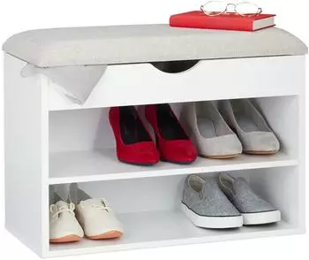 Relaxdays Schuhbank Cal mit 3 F&auml;chern, gepolstert, klappbar (62x30x45cm)