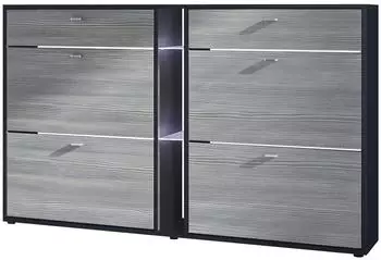 Vladon Today Schuhschrank 4 Klappen 2 Schubladen LED Avola-Anthrazit (50025917)