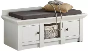Furn.Design Hooge Garderobenbank mit Schuhschrank, Pinie weiß, 124cm (I-6PPX2075)