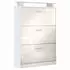 Vladon Lavia Schuhschrank 3 Klappen, Glasablage, weiß matt/creme hochglanz (89x128x23cm)