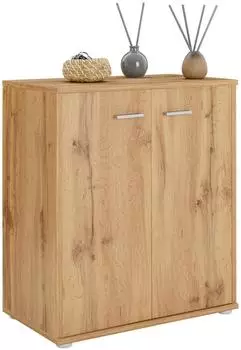 Caro M&ouml;bel Lennis Schuhschrank 2 T&uuml;ren, 4 Einlegeb&ouml;den, Wotan Eiche, 60x70x35cm