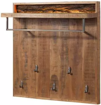 Massivmoebel24 BARK Wandgarderobe Akazie, natur lackiert, 88x25x88cm (33-381-406-0119)