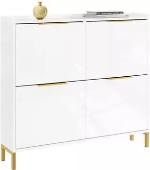 SoBuy Schuhkipper schmal 4 Klappen, wei&szlig;, 100x90x19cm (FSR206-GW)