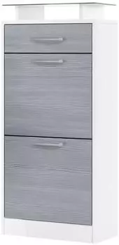 Vladon Loret V2 Schuhschrank 2 Klappen, 1 Schublade, Glasablage, Wei&szlig; matt/Avola-Anthrazit