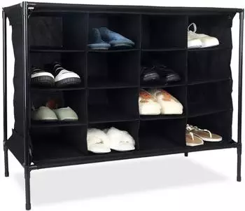 Relaxdays Camping Schuhschrank Stoff 16 F&auml;cher, 65x84x36cm