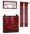 Vladon Loret Mini Garderoben-Set mit Schuhschrank, Spiegel und Paneelen, schwarz matt/Bordeaux hochglanz (800000608438)