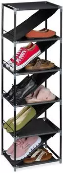 Relaxdays Schuhregal f&uuml;r 11 Paar, 121x38x30cm, anthrazit/schwarz (10050773_46)