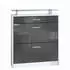 Vladon Loret Schuhschrank mit 2 Klappen, 1 Schublade, Glasablage, weiß matt/grau hochglanz (800000585004)