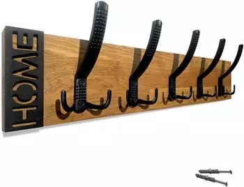 flexistyle Modern Oak Wandgarderobe Holz-Lamellen, Eiche/schwarz, 60cm
