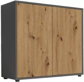 BMG Mailand Typ 4 Kommode Anthrazit/Eiche Artisan 3 F&auml;cher 79x73x33cm (001067000504)