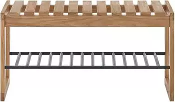 MCA Furniture BANTRY Bank Schuhablage, Eiche massiv ge&ouml;lt, 88x45x30cm