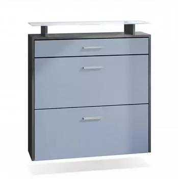 Vladon Malea H&auml;ngender Schuhkipper 2 Klappen, 1 Schublade, LED, 89x96x23cm (Malea)