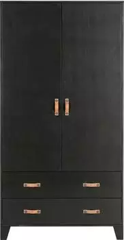Woood Dian Garderobenschrank 2-t&uuml;rig, Kiefer, schwarz, 94x40x180cm