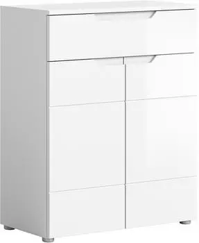 xonox.home Solero Schuhkommode 2 T&uuml;ren, 1 Schublade, wei&szlig; Hochglanz, 80x97x37cm