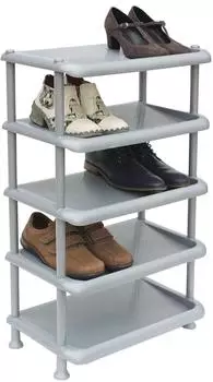 DanDiBo Schuhregal Kunststoff 5 Ebenen stapelbar, Grau (93901)