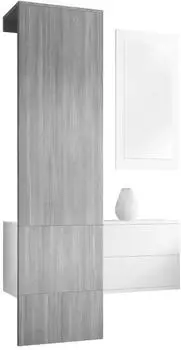 Vladon Carlton Set 2 Wandgarderobe mit Schubkastenschrank und Spiegel, wei&szlig; matt/Avola-Anthrazit, 105x193x35cm