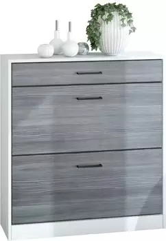 Vladon Elvas Schuhschrank Schuhkipper, 2 Klappen, Schublade, 89x95,5x27cm (50009523)