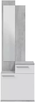 Miroytengo Karen Garderobe mit Spiegel und Schuhablage, beton/wei&szlig;, 61x185x28cm (10662)