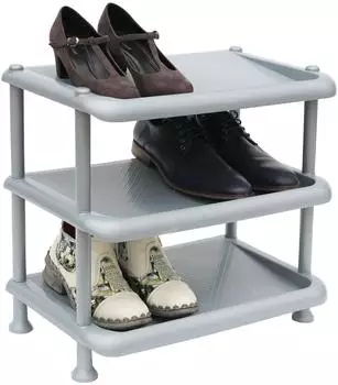 DanDiBo Schuhregal Stapelbar 3 Ebenen Kunststoff Grau (93900)