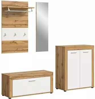 xonox.home JAM Garderobenkombination 4-teilig Wei&szlig;/Eiche Wotan, 200x191x35cm