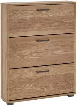 Solid BUNEO Schuhschrank Eiche furniert, 3 Klappen, 78x105cm (120-003)