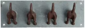 Esschert Wandgarderobe mit 4 Hundehaken, Gusseisen, Schiefer (LH151)
