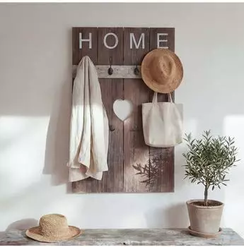 MCW Wandgarderobe C89 Home Shabby-Look Paulownia Holz 91x60cm Braun (MCW-C89)