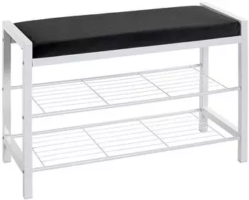 HAKU ENYA Schuhbank Metall/Samtgewebe schwarz-wei&szlig; 75x50x32cm (54343)