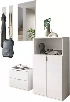 Inn.Furn SystemX Garderobe 5-teilig, weiß hochglanz, 184cm