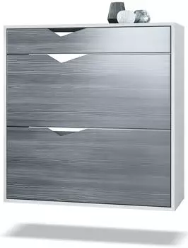Vladon Kolmio Schuhschrank 2 Klappen, Schublade, 16 Paar, 85x87x33cm