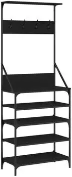 vidaXL Kleiderst&auml;nder mit Schuhablage schwarz 70x34x184cm (837872)