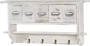 MCW MCW-C49 Wandgarderobe 5 Schubladen Shabby Look, wei&szlig;, Paulownia 65x32x13cm (MCW-C49)
