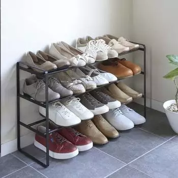 YAMAZAKI Tower Schuhregal ausziehbar 3 Ebenen, Metall, schwarz (07556)