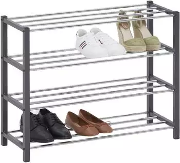 Idimex Dublin Schuhregal 4 Ablagen, Metall, Grau, 80x65x29cm