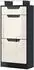 Vladon Fiesta V2 Schuhschrank 2 Klappen, Schublade, Glasablage, Creme/Schwarz Hochglanz (46x104x23cm)