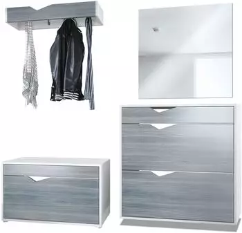 Vladon Kolmio Garderoben-Set wei&szlig; matt / Avola-Anthrazit, 190x185x33cm (Kolmio)