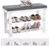 Songmics Olivia Schuhbank Bambus, 2 Ebenen, weiß/grau (LBS604W01)