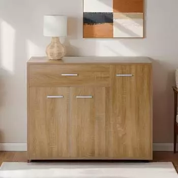 Caro M&ouml;bel Deusto Schuhschrank mit 1 Schublade und 3 T&uuml;ren, Sonoma Eiche, 88x70x35cm