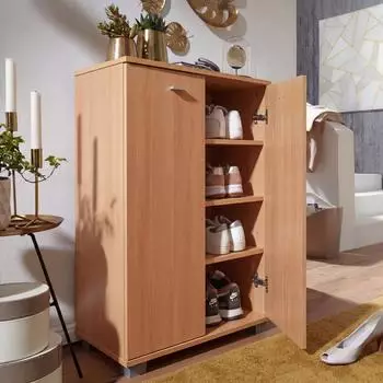 Finebuy Schuhschrank Holz, 2 T&uuml;ren, 12 Paar, 60x90x35cm (SuVa2373_1)