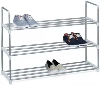 Relaxdays Schuhregal Metall 3 Etagen, 3er-Set