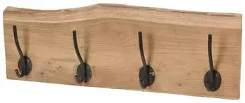 Excellent Houseware Garderobenleiste Teakholz, 4 Metallhaken (J11302660)