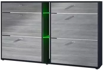 Vladon Today Schuhschrank mit RGB-LED, Avola-Anthrazit, 155,5x95x28cm (50025912)