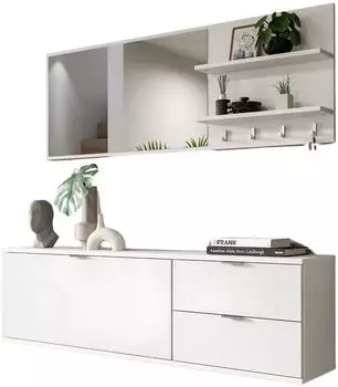 Inn.Furn SystemX Garderobe 4-teilig, wei&szlig; Hochglanz, 144cm