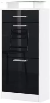 Vladon Loret V2 Schuhschrank 2 Klappen, 1 Schublade, Glasablage, schwarz hochglanz (46x104x23 cm)