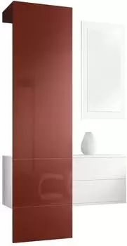 Vladon Carlton Set 2 Garderoben-Set weiß matt/bordeaux hochglanz, 105x193x35cm (800000584053)
