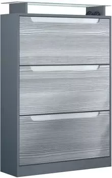 Vladon Space Schuhschrank mit Glasablage, anthrazit matt/Avola-Anthrazit, 89x128x23cm